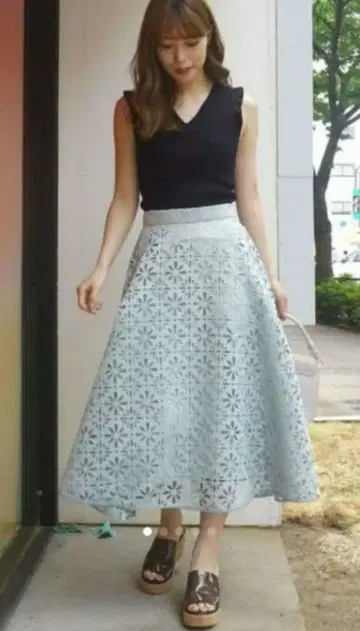 히트컷 플레어 스커트 S 민트 그린 MERCURY DUO