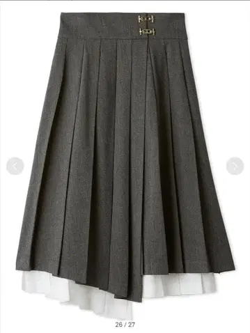 SNIDEL 플리츠 레이어드 미디 스커트 그레이