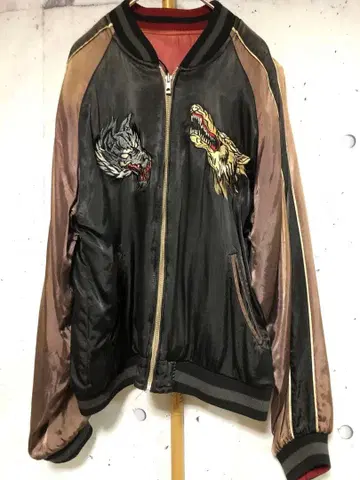 늑대 자수 스카잔 블랙 브라운