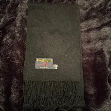 TWEEDMILL 블랙 머플러 울 100%