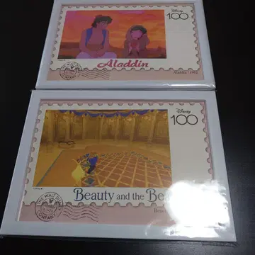 요미우리 신문 디즈니 100주년 아트 컬렉션 미녀와 야수 알라딘 2점
