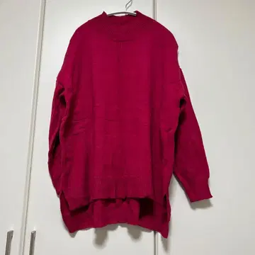 핑크 하이넥 오버 사이즈 니트