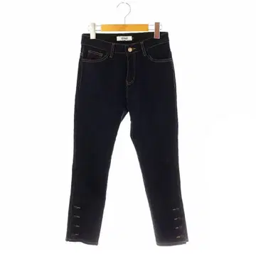 JENNE 사이드 버튼 인디고 데님 청바지 싸개 버튼 S