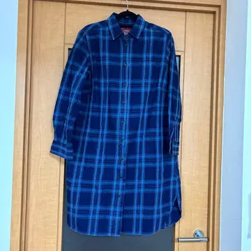 써니클라우드 네이비 체크 무늬 셔츠 원피스