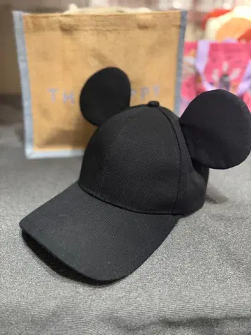 디즈니 캡 귀도리 모자 블랙