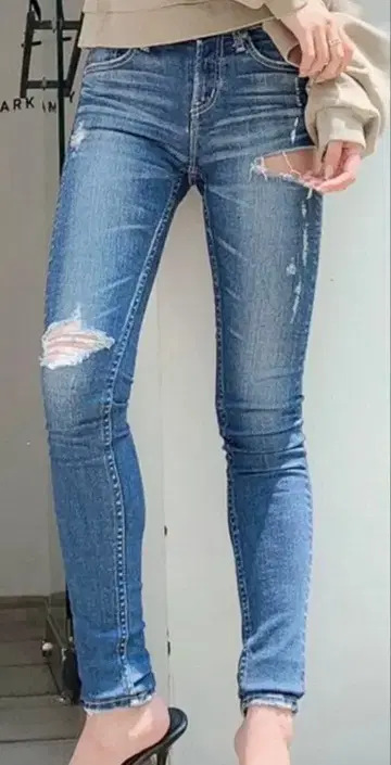 GYDA 사이드 립드 스키니 데님 팬츠