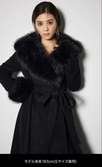 새상품 rienda 리엔다 울 믹스 클라시 드레스 코트 퍼 포함 S