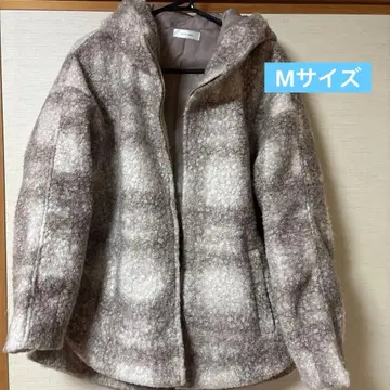 시마무라 talbyyumi 체크 블루종 코트 보아 M