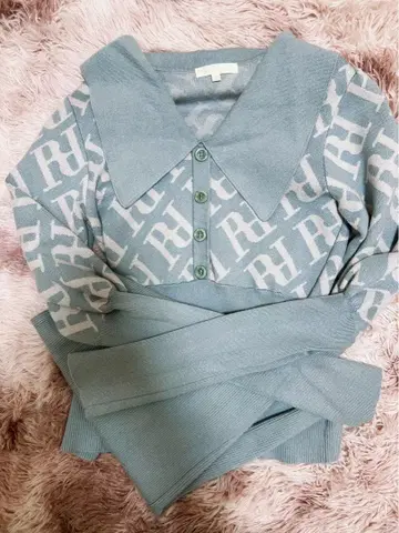 rienda 롱 로고 원피스 스카이블루