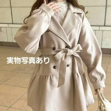 apres jour / 숏 티어드 코트 / 핑크 베이지