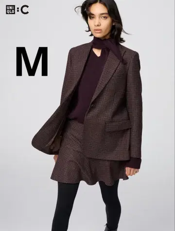 트위드 테일러드 자켓 유니클로 UNIQLO 다크 브라운 새상품 M