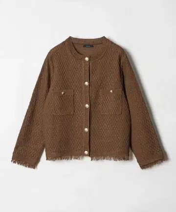 allureville 앙상블 기마 테이프 프린지 가디건 은단추