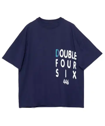 DOUBLE FOUR SIX Stitch Logo T-shirt Navy