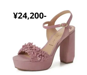 새상품 플라워 장식 핑크 하이힐 샌들