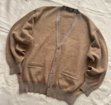 최고급 캐시미어 100% 올 패턴 니트 가디건 베이지 레트로 구제 의류