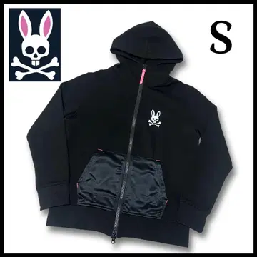 새상품급 Psycho Bunny 집업 후드티 저지 블랙 S 사이즈