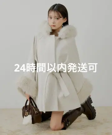 퍼 후드 옷깃 멀티 way 케이프 코트