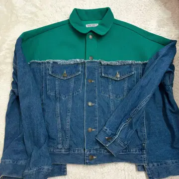 데님 절개 자켓 그린 트렌드 구제 의류풍