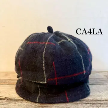 CA4LA 체크 무늬 헌팅 캡 네이비 계열