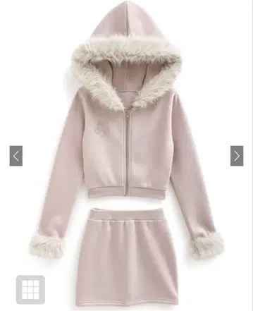 GRL 퍼 후드티 x 미니 스커트 맨투맨 셋업[pm413]