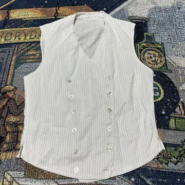 빈티지 더블 베스트 바늘 신치 화이트 스트라이프