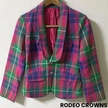 RODEO CROWNS 여성용 긴팔 자켓 M 체크 무늬 개성 강한 화려한