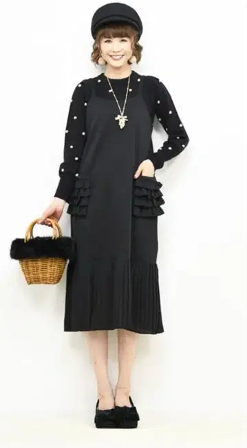 앤드러브 행복 프릴 포켓 플리츠 원피스 L