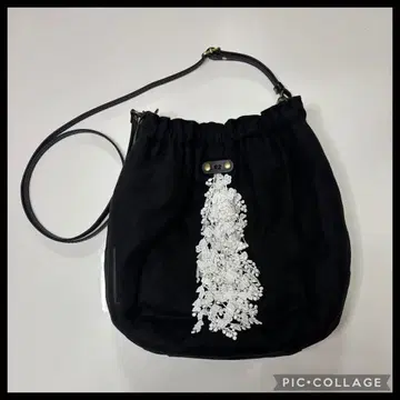 미사용 새상품 핸드메이드 미니백 (레이스 포함) 블랙 인기작 작가님 작품