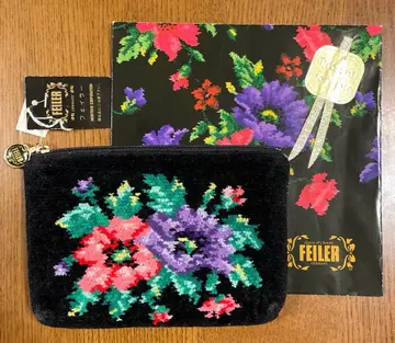 [ 새상품 ] FEILER 꽃무늬 자수 파우치 일본제