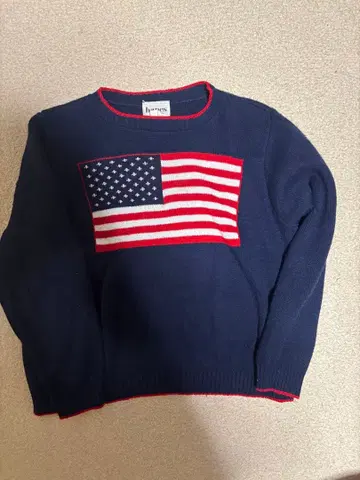 미국 국기 자수 네이비 니트 스웨터