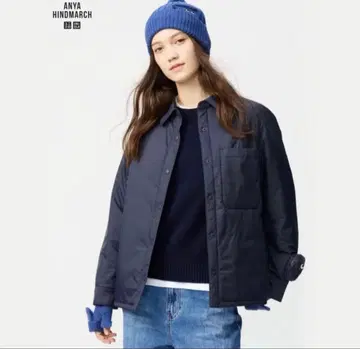 유니클로 안야 힌드마치 퍼프 테크 셔츠 자켓 S 네이비