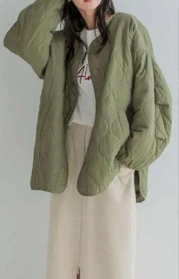 LOWRYS FARM 로리즈팜 그린 퀼팅 자켓 충전솜