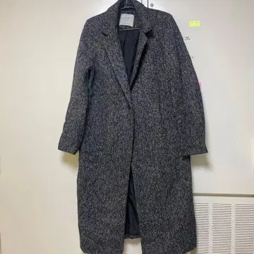 ZARA BASIC 체스터 코트 블랙과 화이트 트위드