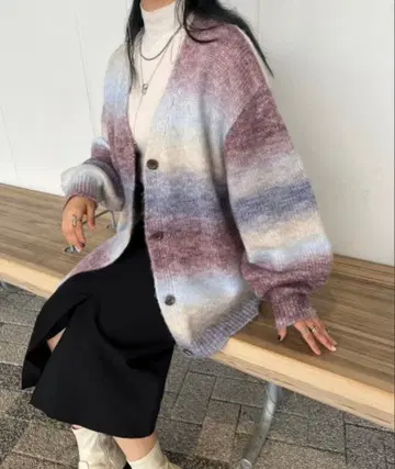 [ nemne store ] 그라데이션 니트 가디건