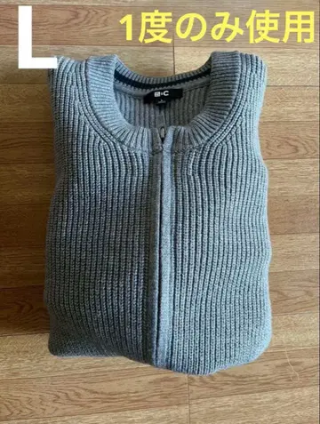 1회 사용 유니클로C 크루넥 풀 집업 가디건 그레이 L