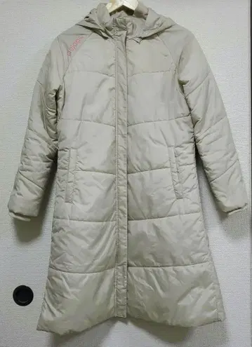 adidas 베이지 롱 코트 후드 부착