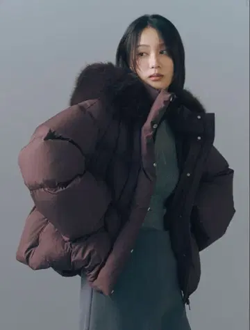 FRAY I.D 후드 퍼 숏 다운 코트