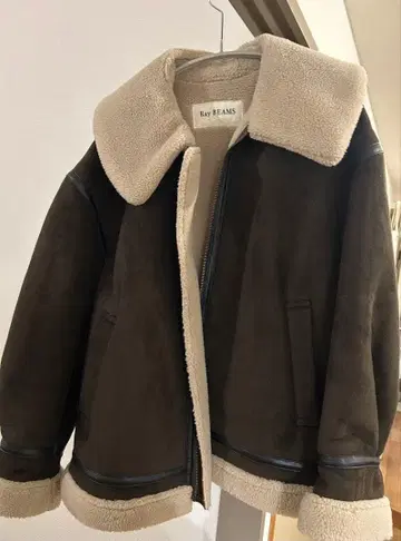 Ray BEAMS 무스탕 코트 브라운