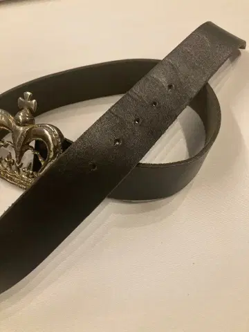 블랙 가죽 벨트 왕관 버클