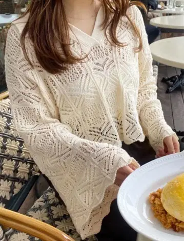 cheme 크로셰 숏 상의 아이보리