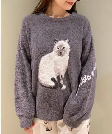 젤라피케 택 포함 새상품 상의 고양이 자카드 시리즈 고양이