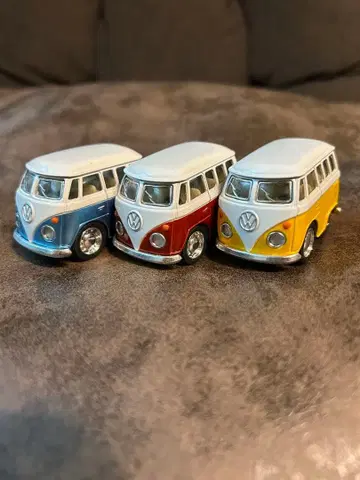 폭스바겐 버스 미니카 3대 세트