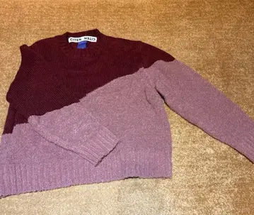 CITEN 바이컬러 긴팔 니트 스웨터 FREE