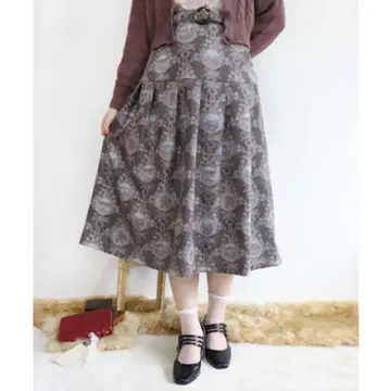 어나더 안젤라스 코츠월즈 프레임 패턴 턱 스커트