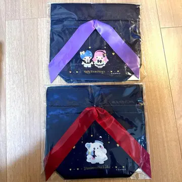 산리오 해피 복권 키키라라 하나마루 유령 C상 기프트 파우치 2개 세트