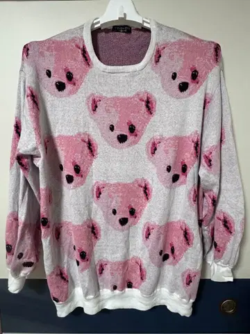 TRAVAS TOKYO 곰 패턴 니트 프리 사이즈 핑크