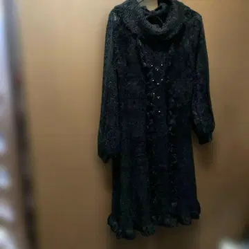 액시즈 블랙 니트 원피스 프릴 비즈 장식 M