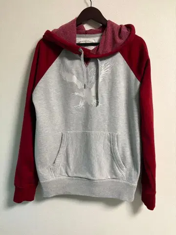 American Eagle 후드 부착 후드티 그레이/빨간색