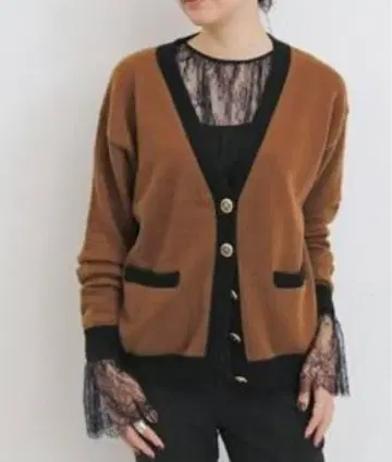 미사용 새상품! 라빠르망 BICOLOR CARDIGAN 캐시미어 100%