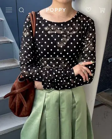 Poppy 아사기니요 DOT LACE SEE-THROUGH TOP